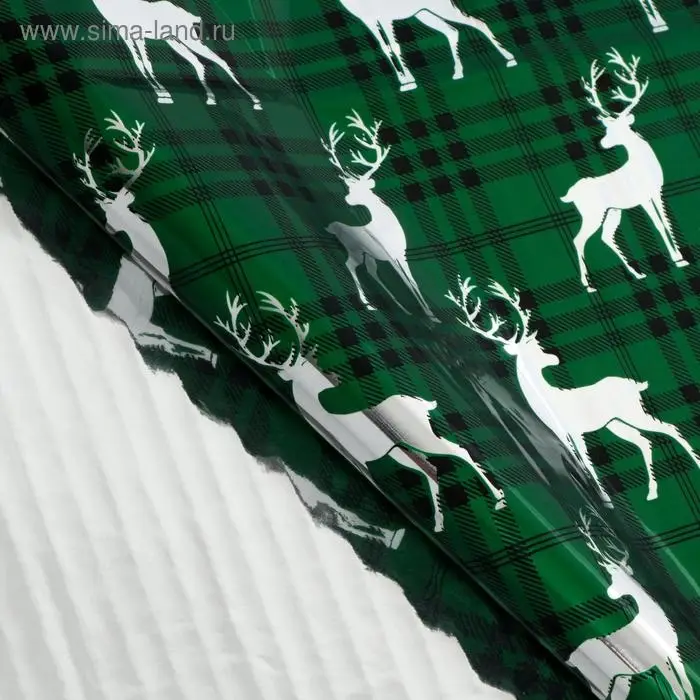 Плёнка упаковочная на Новый год полиграфичная «Олени», 100 х 70 см