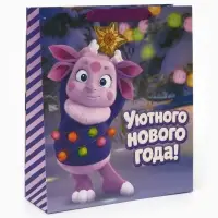 Пакет подарочный &laquo;Новый год&raquo;, Лунтик, M. 26 х 9 х 30 см
