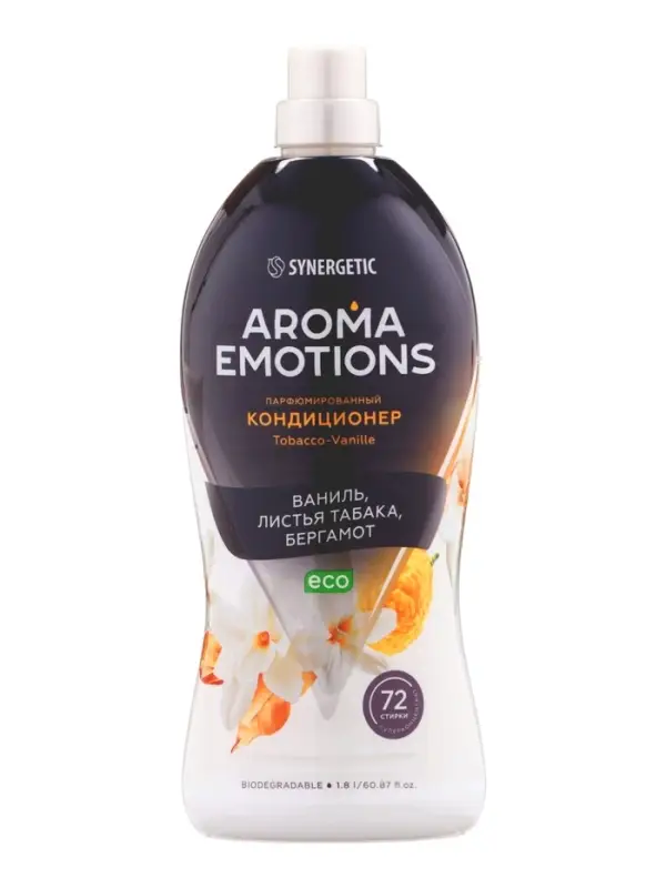 Кондиционер для белья парфюмированный SYNERGETIC ваниль, табак, бергамот, 1,8 л