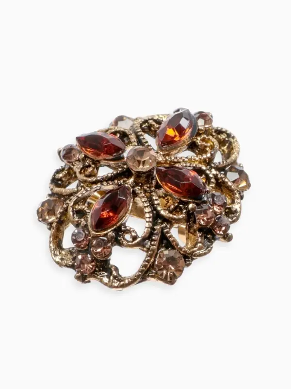 Брошь &laquo;Императрица&raquo;, коричневая в чернёном золоте