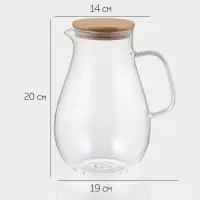 Кувшин для воды BellaTenero &laquo;Эко&raquo;, 1.8 л, 14&times;20 см, с бамбуковой крышкой, стекло, прозрачный