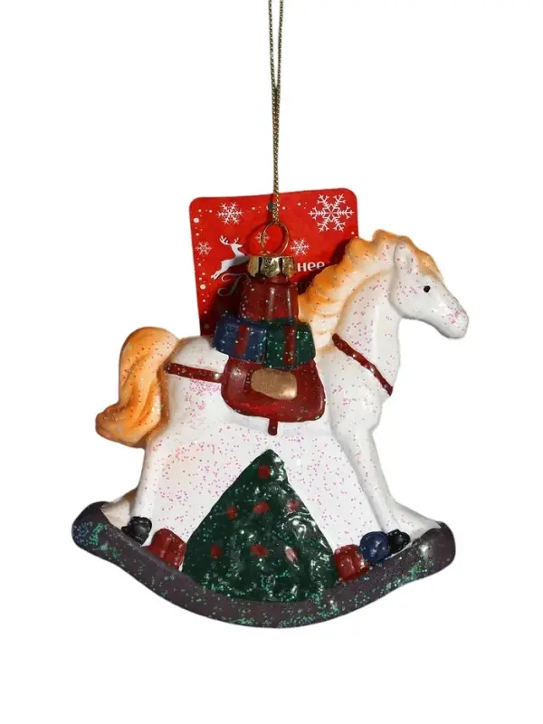 Ёлочная игрушка &laquo;Блеск праздника. Лошадка с подарками&raquo;, 12&times;12.5 см, белая