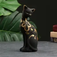 Фигурка керамика &laquo;Кошка ушастая&raquo;, 7&times;8&times;19 см, чёрная