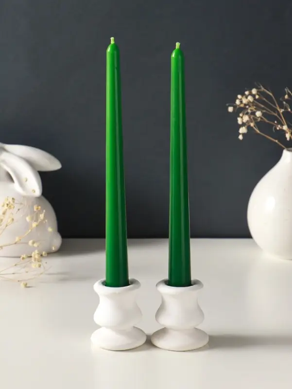 Набор свечей античных, 2.3&times;24.5 см, 5 ч, 55 г, 2 шт., тёмно-зелёный