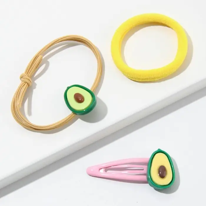 Резинки и заколка для волос Резинки и заколка для волос "Авокадного настроения", набор