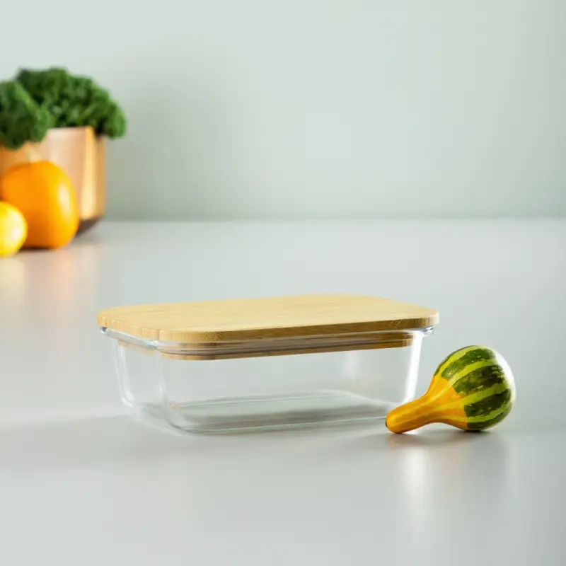 VETTA Контейнер для продуктов 600мл, крышка бамбук, жаропрочное стекло
