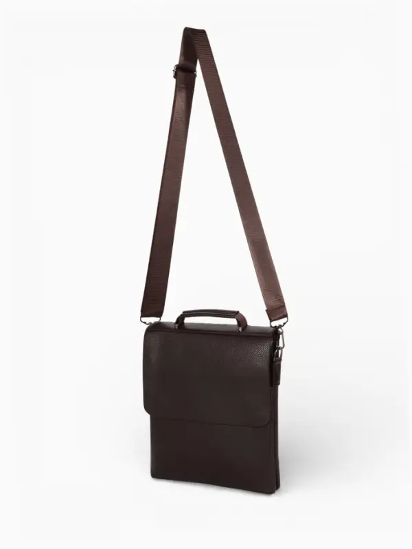 Сумка планшет мужская TEXTURA, 2 отдела на молнии, наружный карман, 23&times;4&times;26 см, коричневая