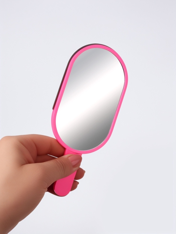 Зеркало с ручкой (1) б/увел 6,7*12/7,8*18см МОРОЖЕНОЕ пластик розовый пакет QF Зеркало с ручкой (1) б/увел 6,7*12/7,8*18см МОРОЖЕНОЕ пластик розовый пакет QF