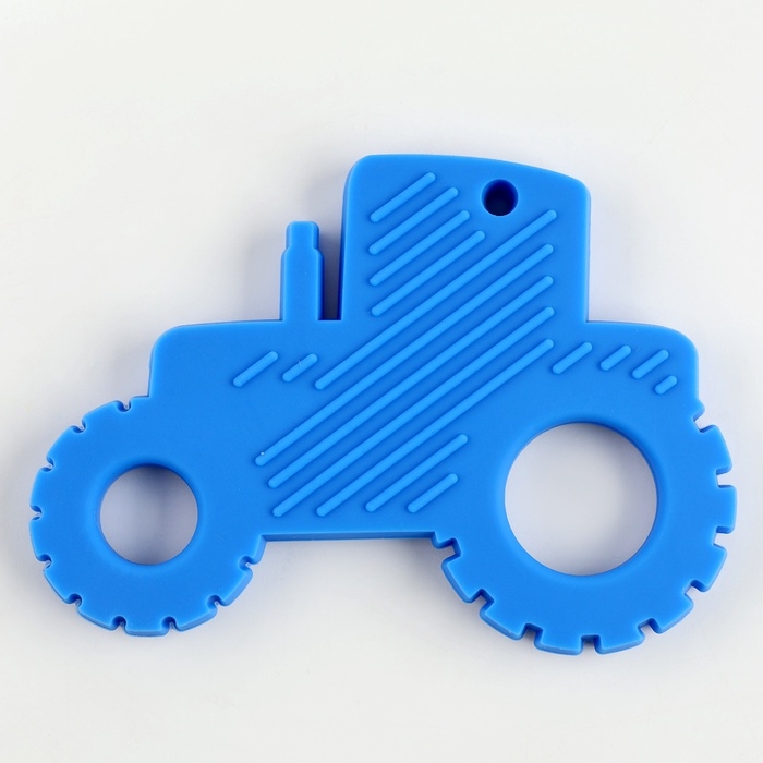Прорезыватель силиконовый для зубов «Трактор», цвет синий