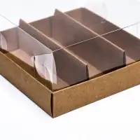 Кондитерская коробка складная под 3 эклера, крафт, 13.5×13.5×7 см