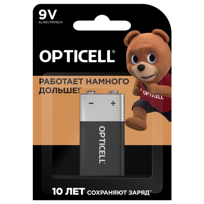 Батарейка алкалиновая OPTICELL, 9V, 6LR61-1BL, крона, 9В, блистер, 1 шт Батарейка алкалиновая OPTICELL, 9V, 6LR61-1BL, крона, 9В, блистер, 1 шт