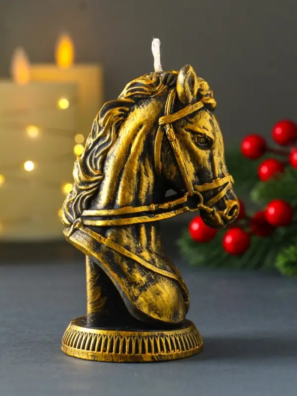Декоративная свеча Декоративная свеча "Бюст лошади" (бронза), 131 г, 74х60х118