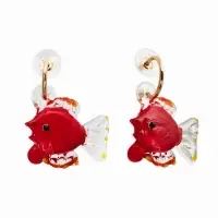 Серьги из стекла "Море", рыба, цвет красный в золоте