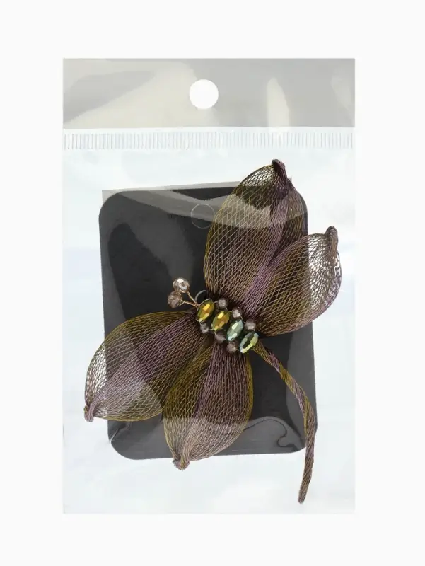 Брошь &laquo;Стрекоза&raquo; плетёная, цвет розово-золотой