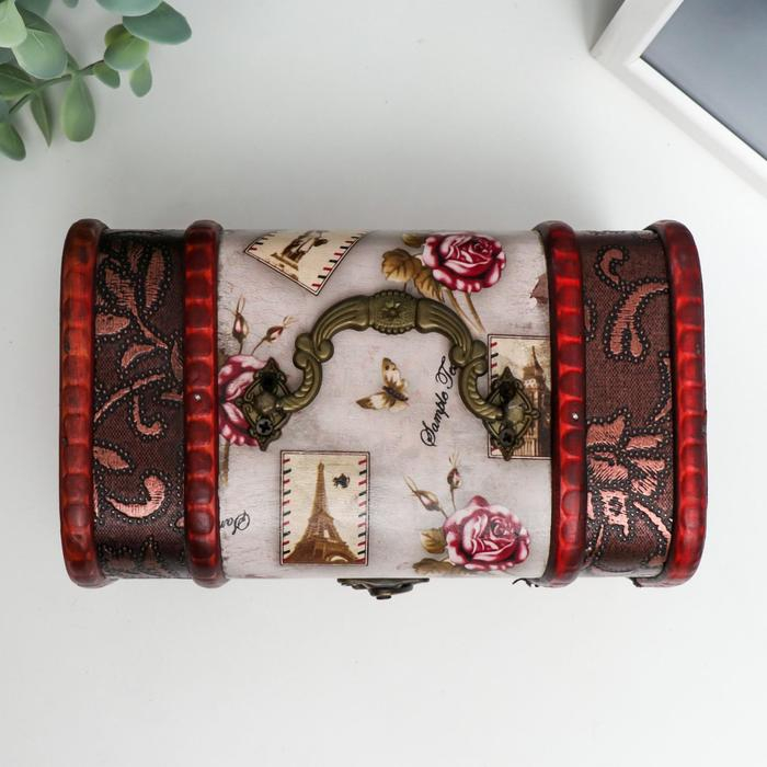 Шкатулка дерево состаренная  Шкатулка дерево состаренная "Розы и марки" набор 2 шт 6,5х11,5х7,5, 10,5х17х10,5 см