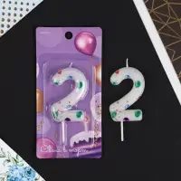 Свеча для торта, цифра «2», 5,5 х 8 см Свеча для торта, цифра «2», 5,5 х 8 см
