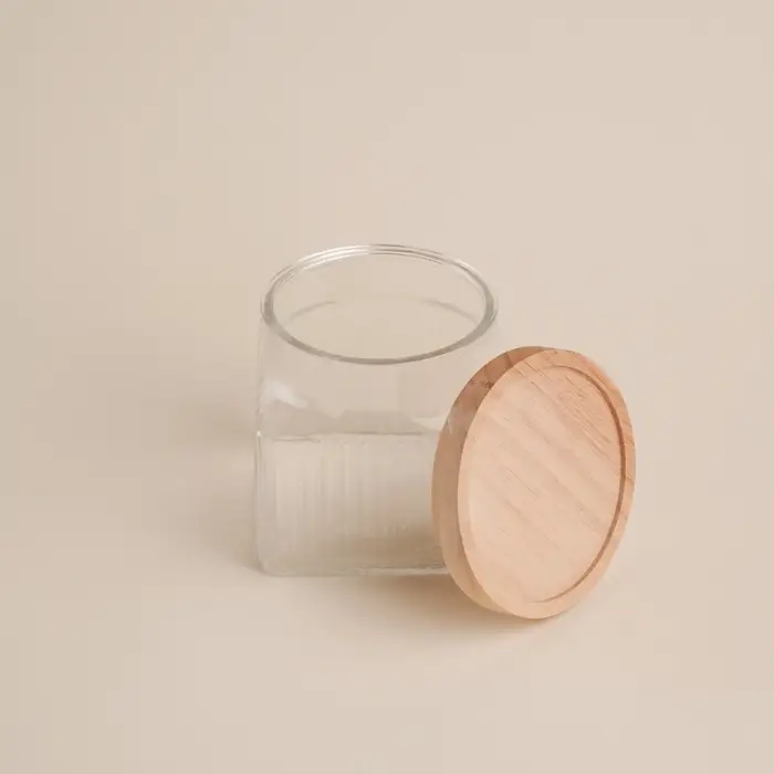 Банка для сыпучих продуктов SL Home &laquo;Афины&raquo;, 1 л, 11&times;11.5 см, с деревянной крышкой. стекло, прозрачная