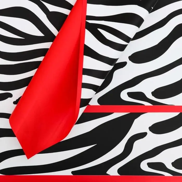 Пленка для цветов двухсторонняя Пленка для цветов двухсторонняя "Зебра" красный, 58×58±5% см