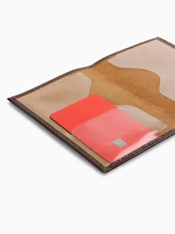 Обложка для паспорта, с гербом, с тиснением фольгой, гладкая, коричневая