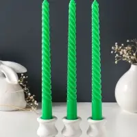 Набор свечей витых 25 см, 3 шт., 57 г, 5 ч, зелёный