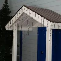 Гирлянда &laquo;Бахрома&raquo; 3&times;0.6 м, IP44, УМС, тёмная нить, 160 SMD-LED, свечение белое, 220 В