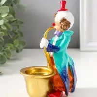 Подсвечник полистоун на 1 свечу "Клоун играет на трубе" яркий разноцветный 17 см