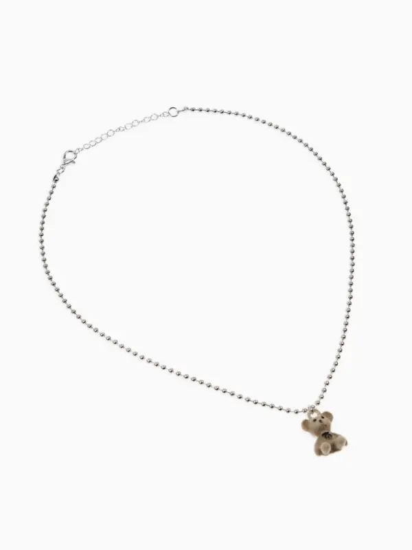 Кулон детский &laquo;Выбражулька. Мишка&raquo;, 40 см, бежевый в серебре