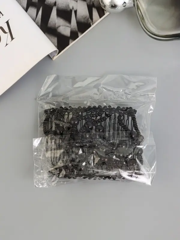 Зажим для волос «Жемчужная сетка», шарики, 9 см, чёрный Зажим для волос «Жемчужная сетка», шарики, 9 см, чёрный