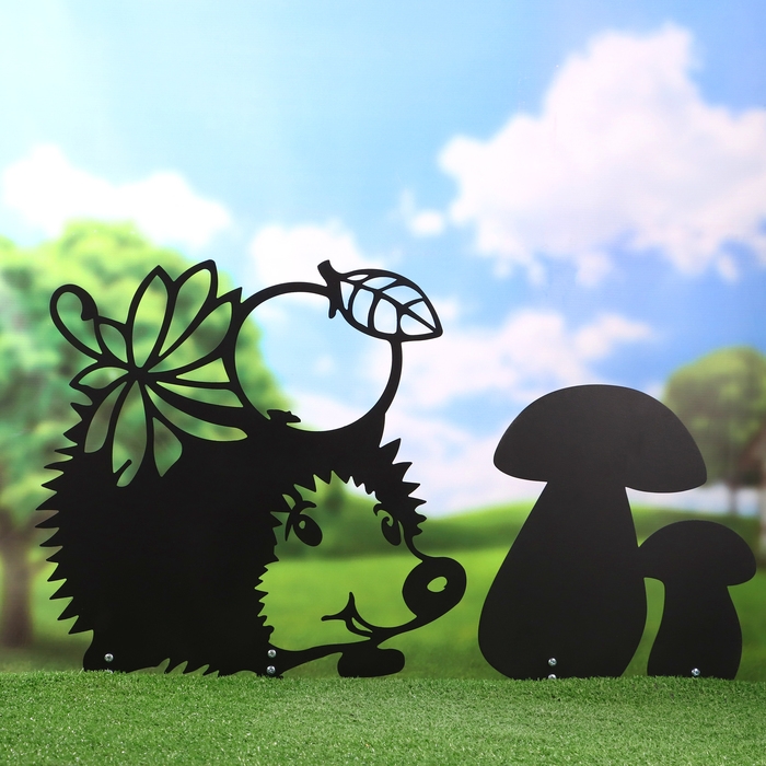Садовые фигуры  Садовые фигуры "Ежик на поляне" черный