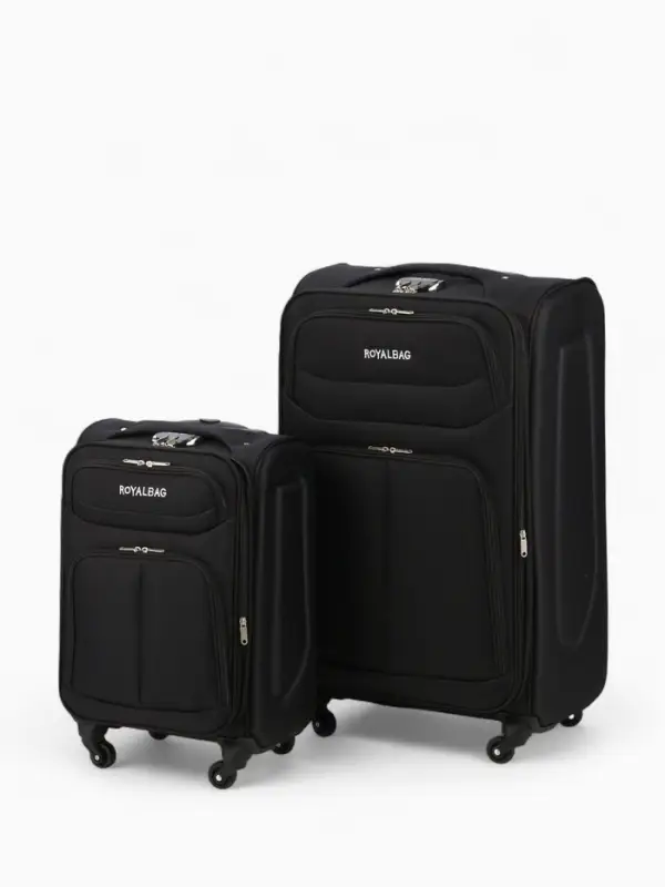 Чемодан на колёсах Royalbag большой 104 л (L), на молнии, с увеличением, кодовый замок, 4 колеса, чёрный