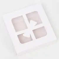 Коробка для 4 конфеты &laquo;Бантик&raquo;, белый 12.5&times;12.5&times;3.5 см