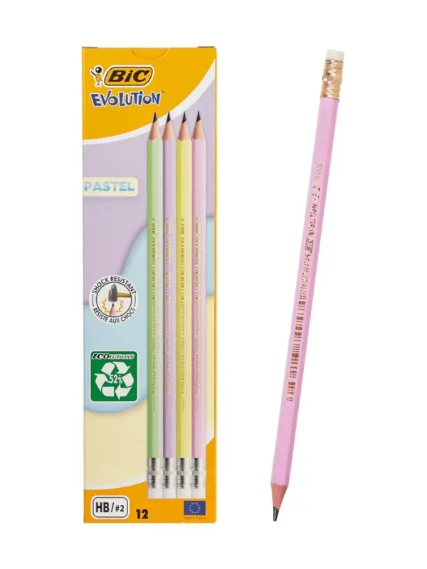 Карандаш чернографитный BIC HB Evolution &laquo;Пастель&raquo;, пластиковый, с ластиком