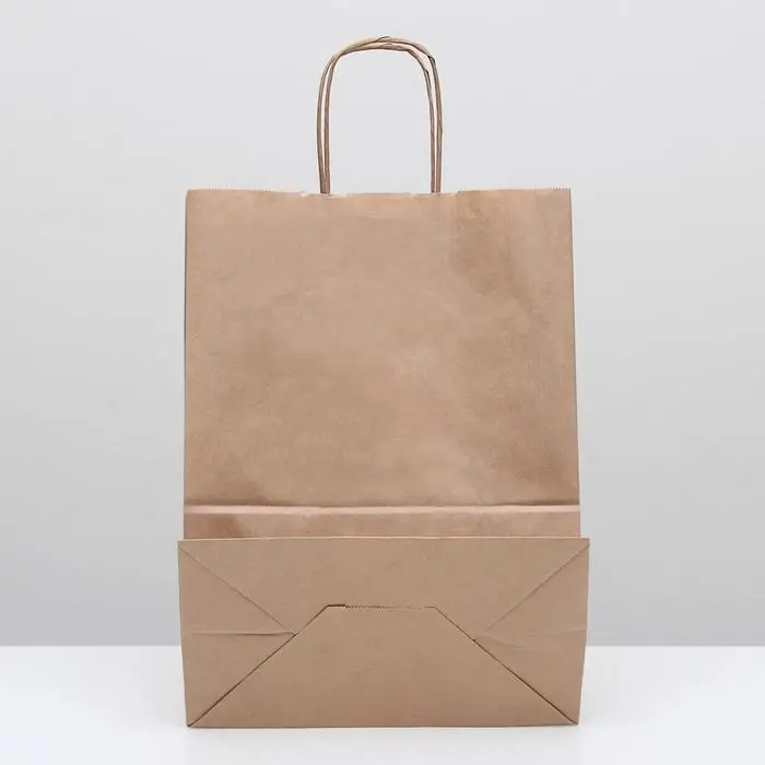 Пакет крафт без печати, круглая ручка 26×15×35 см Пакет крафт без печати, круглая ручка 26×15×35 см
