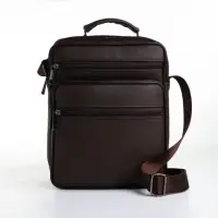 Сумка кросс-боди мужская на молнии, с ручкой, 3 наружных кармана, 19&times;8.5&times;25 см, коричневая