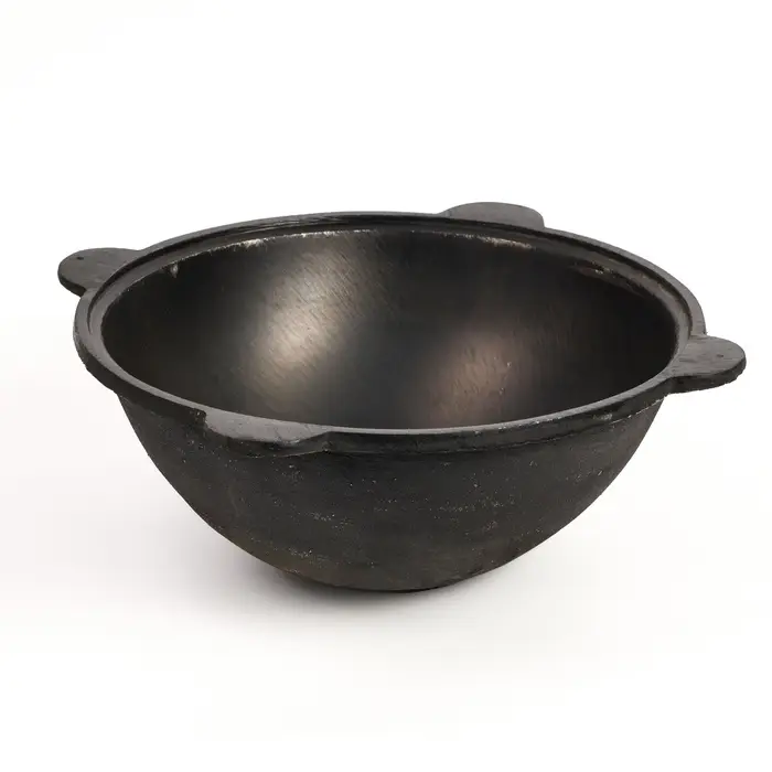 Казан, 12 л, плоское дно, алюминиевая крышка, чугун