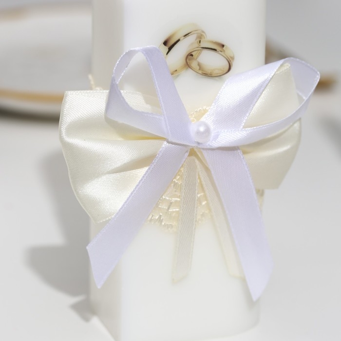 Набор свечей  Набор свечей "Кружевной с бантиком" шампань: домашний очаг 6,8х15см, родительские 1,8х17,5см