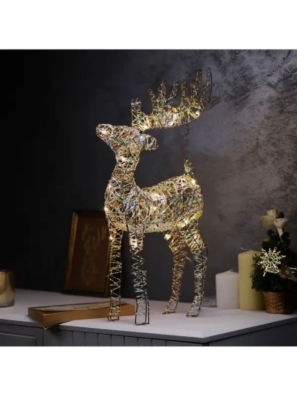 Светодиодная фигура &laquo;Оленёнок&raquo; 40&times;22&times;7 см, 20 LED, от батареек AAх2, свечение тёплое белое