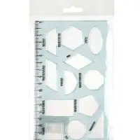 Набор 3 штуки трафаретов геометрические фигуры, линейка 17см