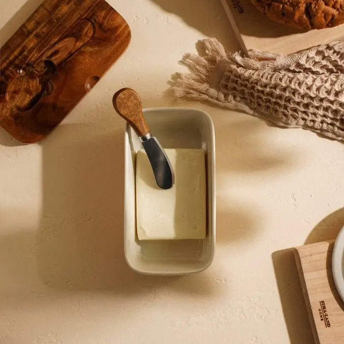 Паштетница с ножом SL Home &laquo;Южная акация&raquo;, фарфор, 2 предмета: паштетница с деревянной крышкой 650 мл, нож 12.3&times;3 см