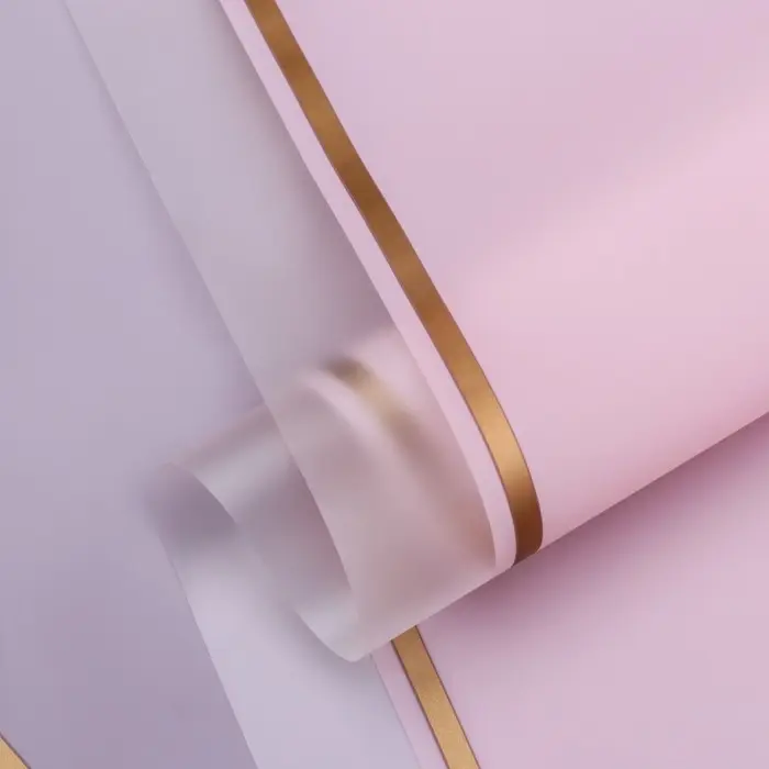 Пленка для цветов, розовый с золотым, 58 см &times; 10 м