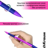 Ручка шариковая ErichKrause R=301 Neon Stick & Grip, узел 0.7-1.0 мм, синяя, резиновый упор, МИКС