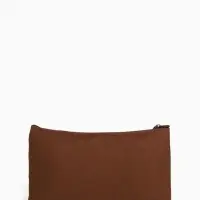 Косметичка-пенал на молнии, плоская, маленькая, однотонная, коричневая