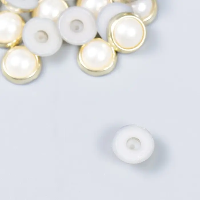 Декор для творчества пластик "Полужемчужина с ободком" набор 25 шт 1х1 см