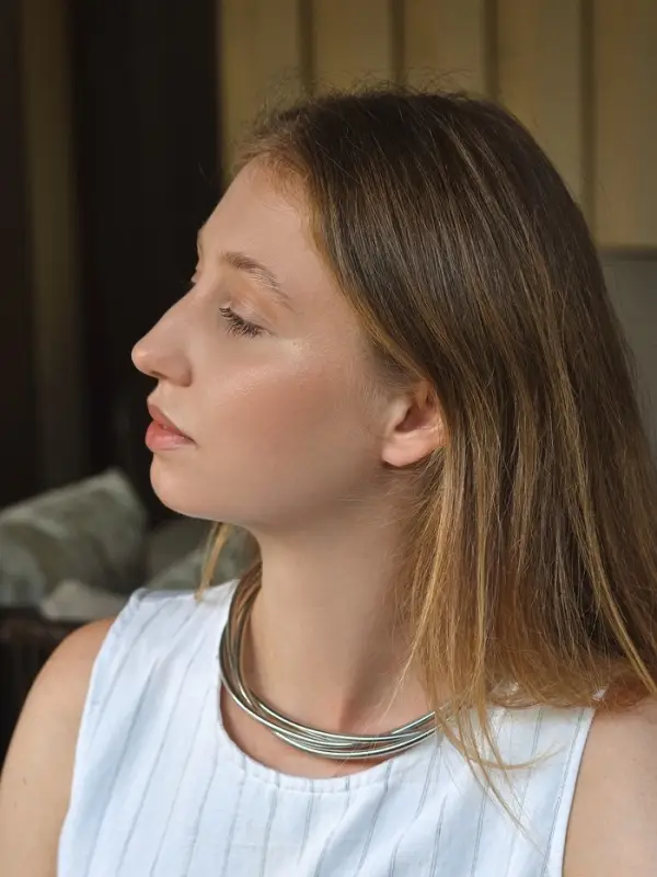 Чокер «Многослойный» крупный металлический, цвет серебро