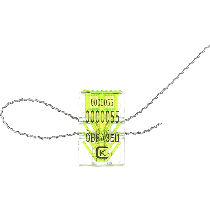 Пломба защелка номерная Гарпун,поликарбонат,лайм, 100 шт/уп