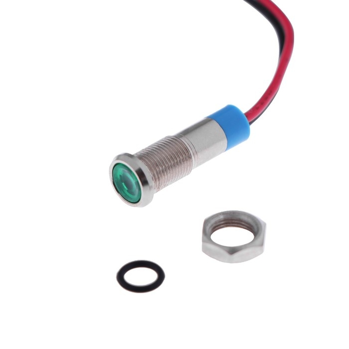 Светодиод, 12 В, 7,8 ×16,5 мм, посадочный d=6 мм, зеленый Светодиод, 12 В, 7,8 ×16,5 мм, посадочный d=6 мм, зеленый