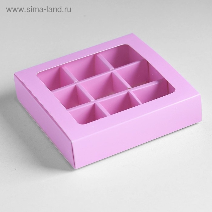 Коробка под 9 конфет с обечайкой, сиреневый, 14,5 х 14,5 х 3,5 см Коробка под 9 конфет с обечайкой, сиреневый, 14,5 х 14,5 х 3,5 см