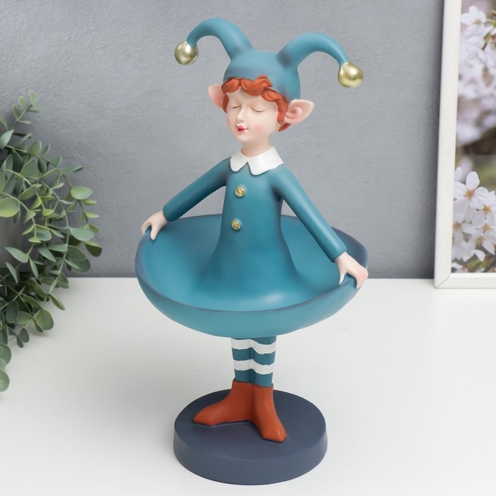 Сувенир полистоун подставка  Сувенир полистоун подставка "Малыш в костюме скомороха" голубой 32х18,5х18,5 см