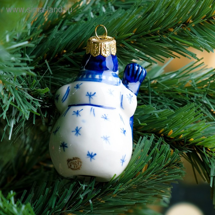 Сувенир на ёлку "Снеговик", 8 см, гжель