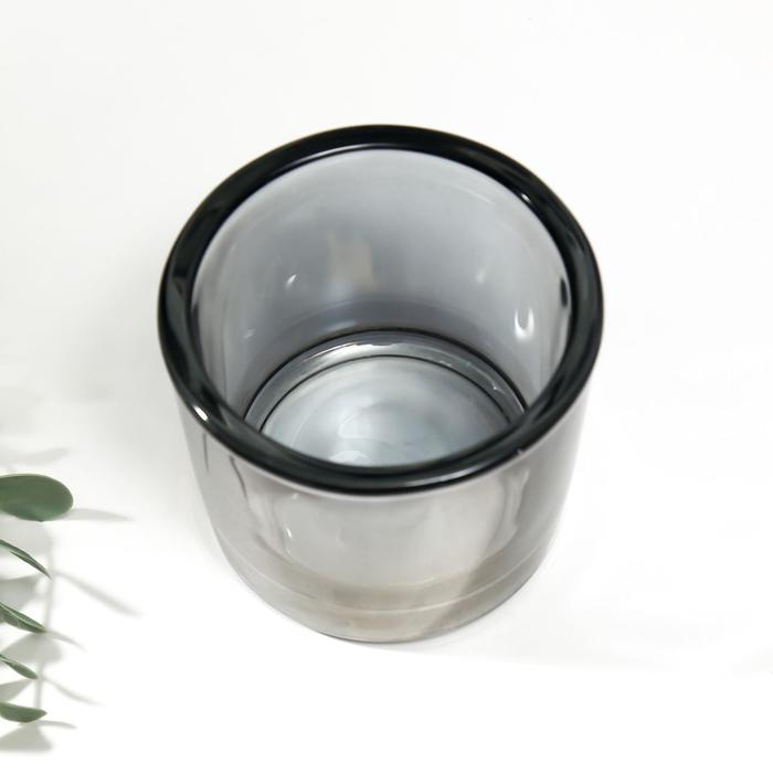 Подсвечник стекло на 1 свечу "Стакан" прозрачный графит 8х9,3х9,3 см